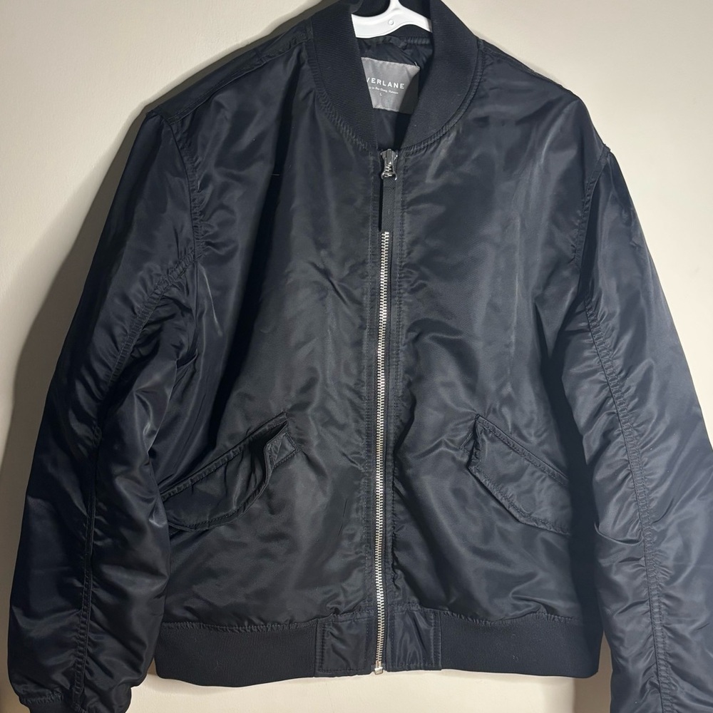 Everlane The‎ flight  Bomber Jacket Black Full Zip Large
